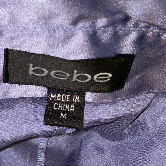Bebe lilac button down silk blouse with belt - Picture 2 of 11